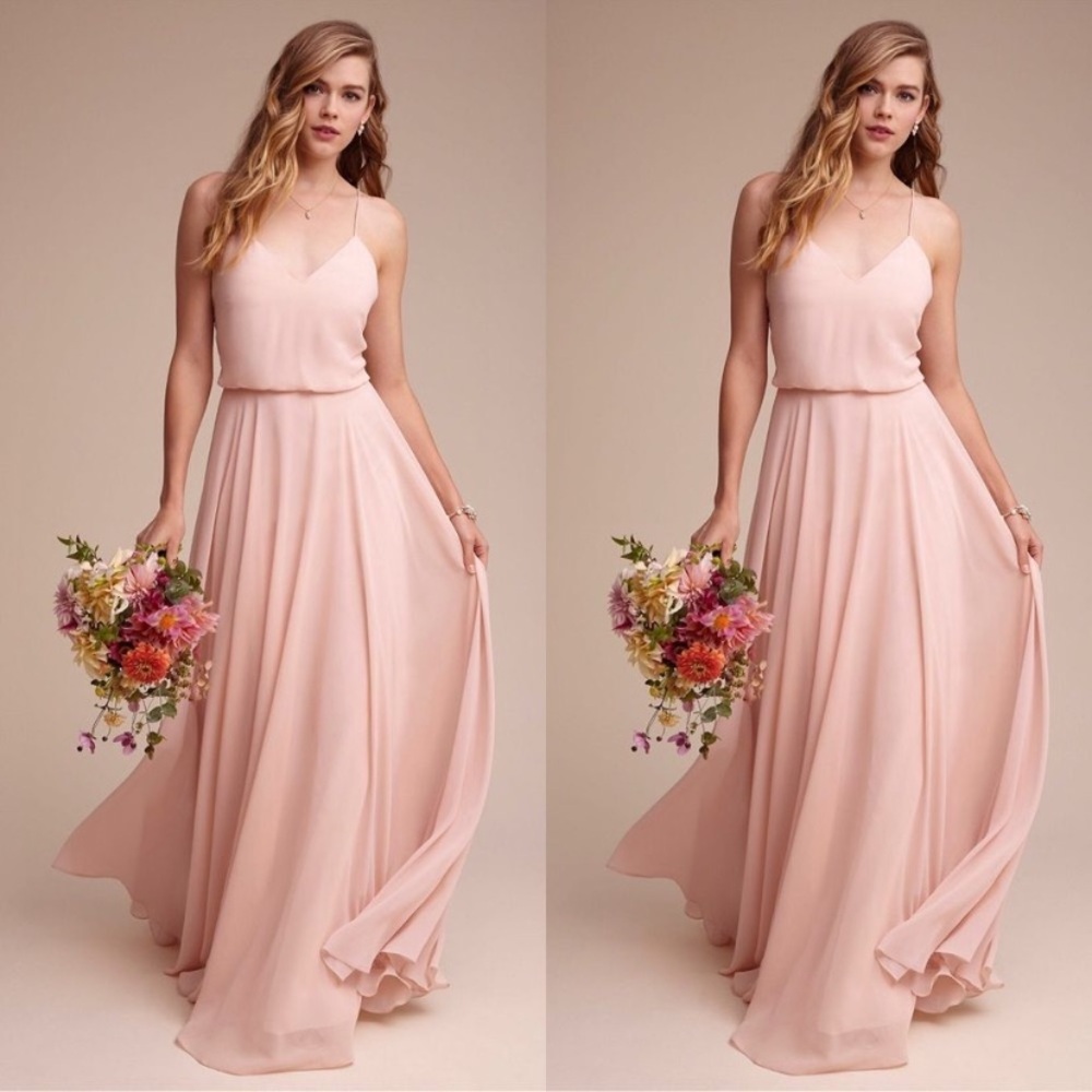 Long pink dress Jenny Yoo BHLDN Inesse Blush